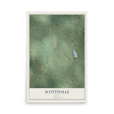 Map of Scottsville, Texas, 12 x 18 inch unframed archival matte print