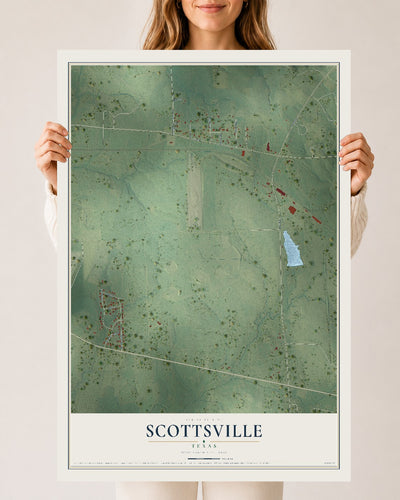 Map of Scottsville, Texas, 24 x 36 inch unframed archival matte print