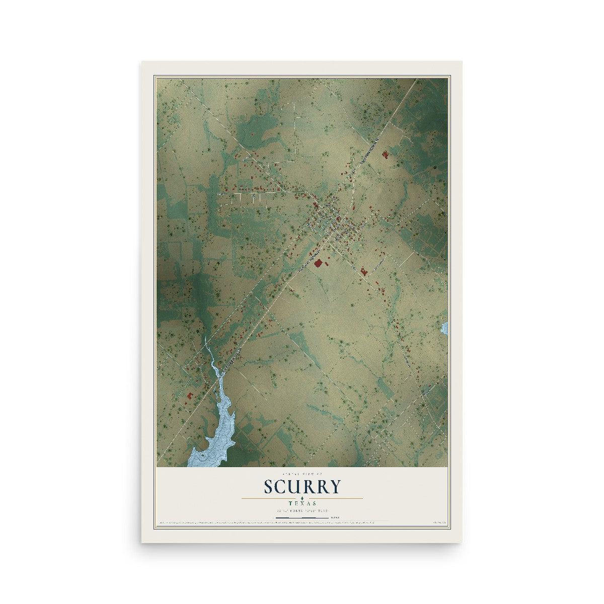 Map of Scurry, Texas, 12 x 18 inch unframed archival matte print