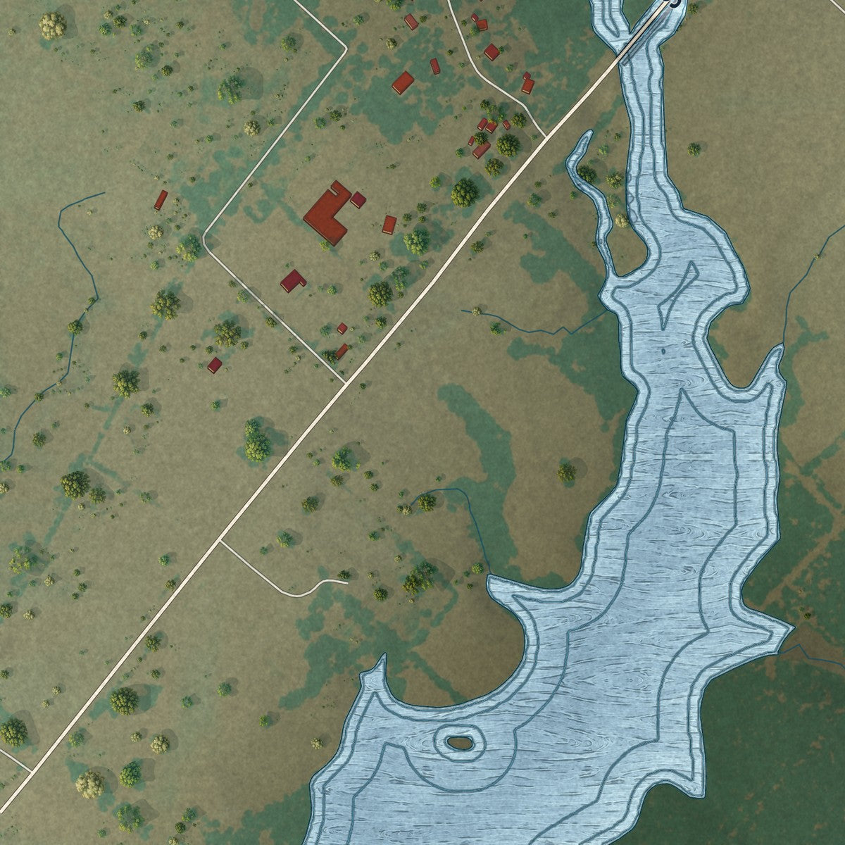 Second close-up of the map of Scurry, Texas print showing more streets and buildings