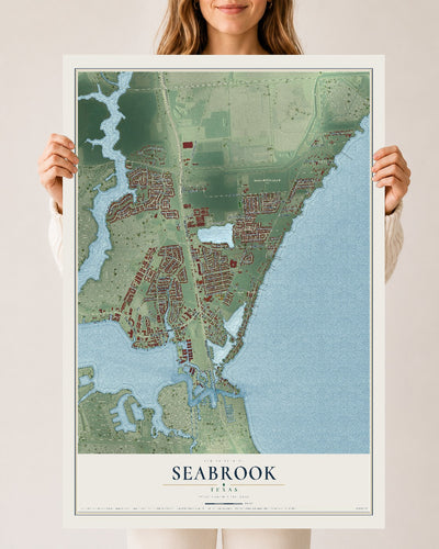Map of Seabrook, Texas, 24 x 36 inch unframed archival matte print