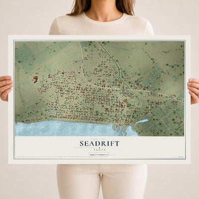 Map of Seadrift, Texas, 18 x 24 inch unframed archival matte print