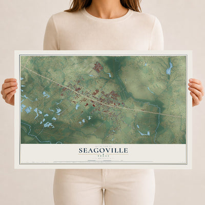 Map of Seagoville, Texas, 12 x 18 inch unframed archival matte print