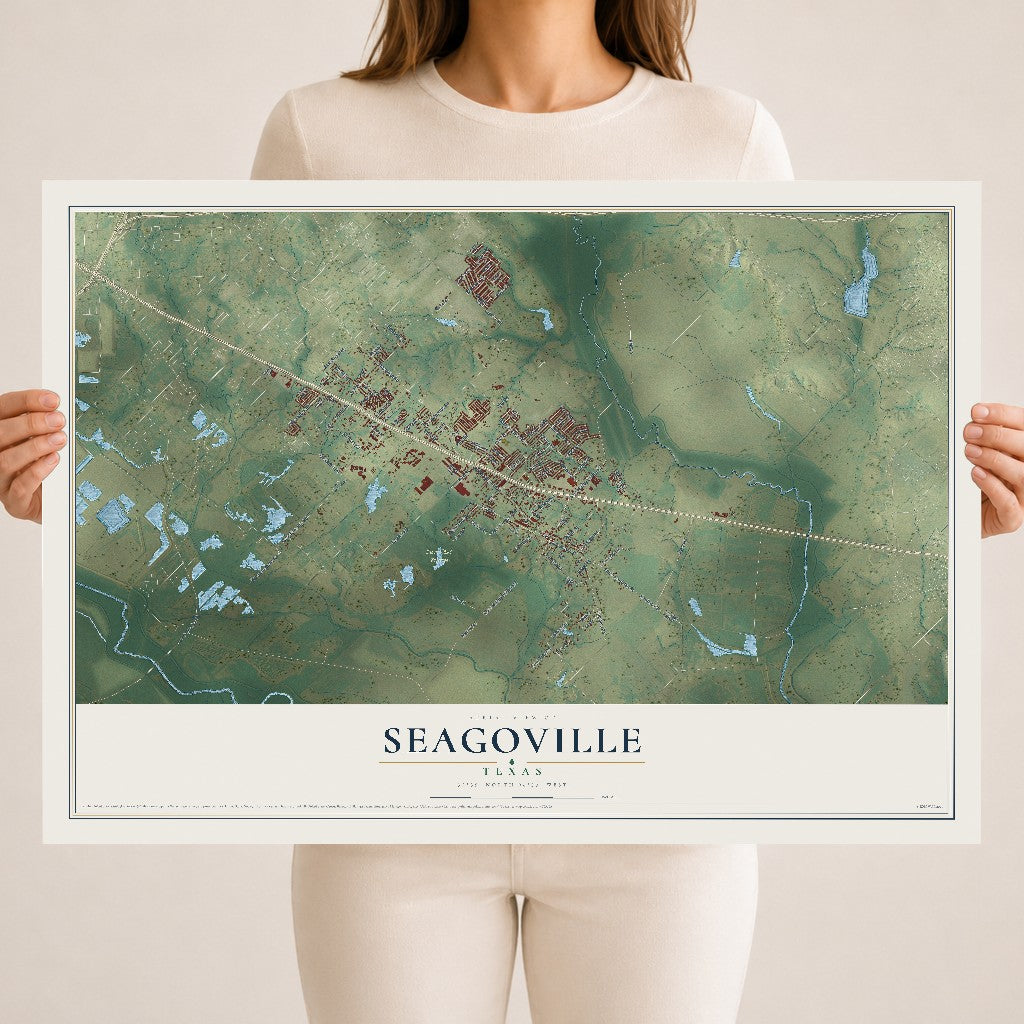 Map of Seagoville, Texas, 18 x 24 inch unframed archival matte print
