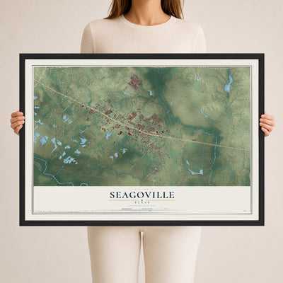 Map of Seagoville, Texas, 24 x 36 inch print in a black wood frame