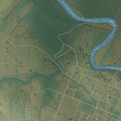 Second close-up of the map of Sealy, Texas print showing more streets and buildings