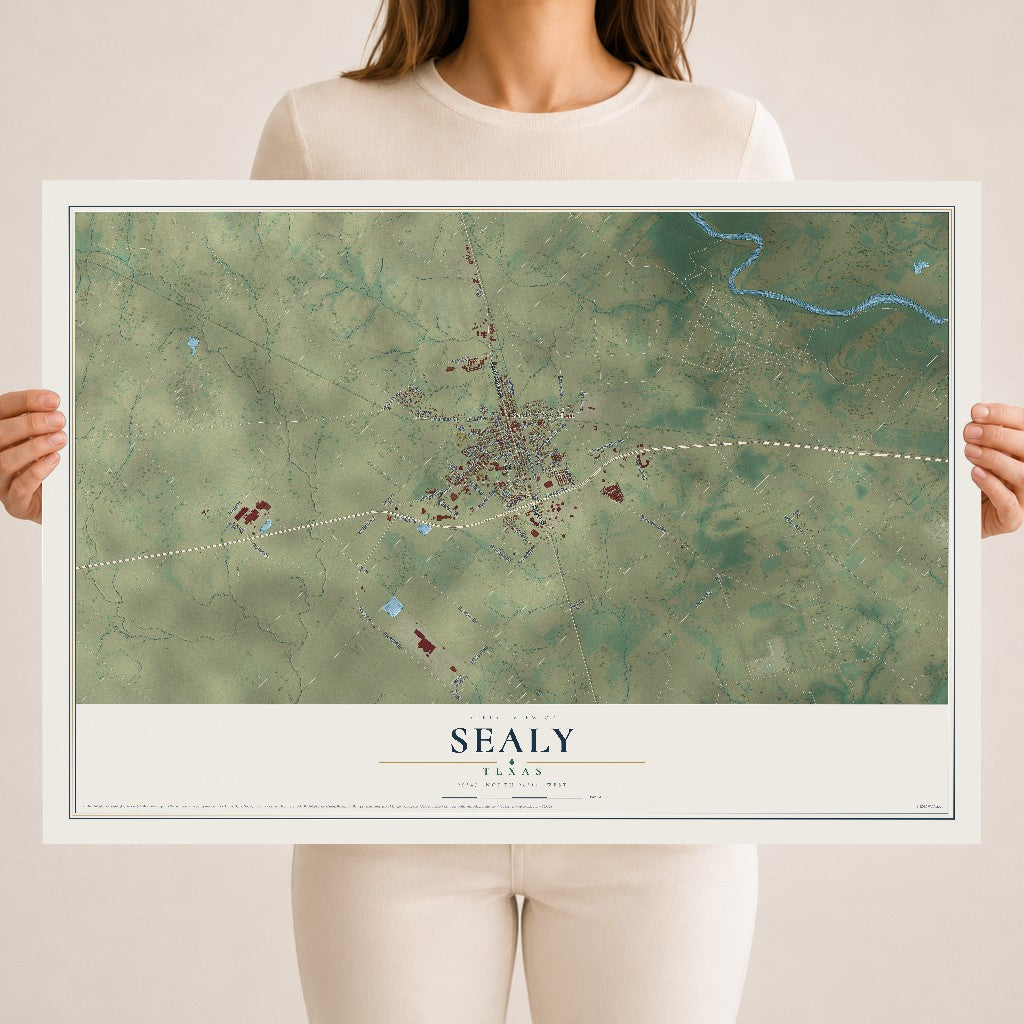 Map of Sealy, Texas, 18 x 24 inch unframed archival matte print