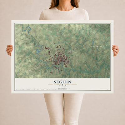 Map of Seguin, Texas, 24 x 36 inch unframed archival matte print