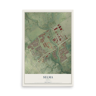 Map of Selma, Texas, 12 x 18 inch unframed archival matte print