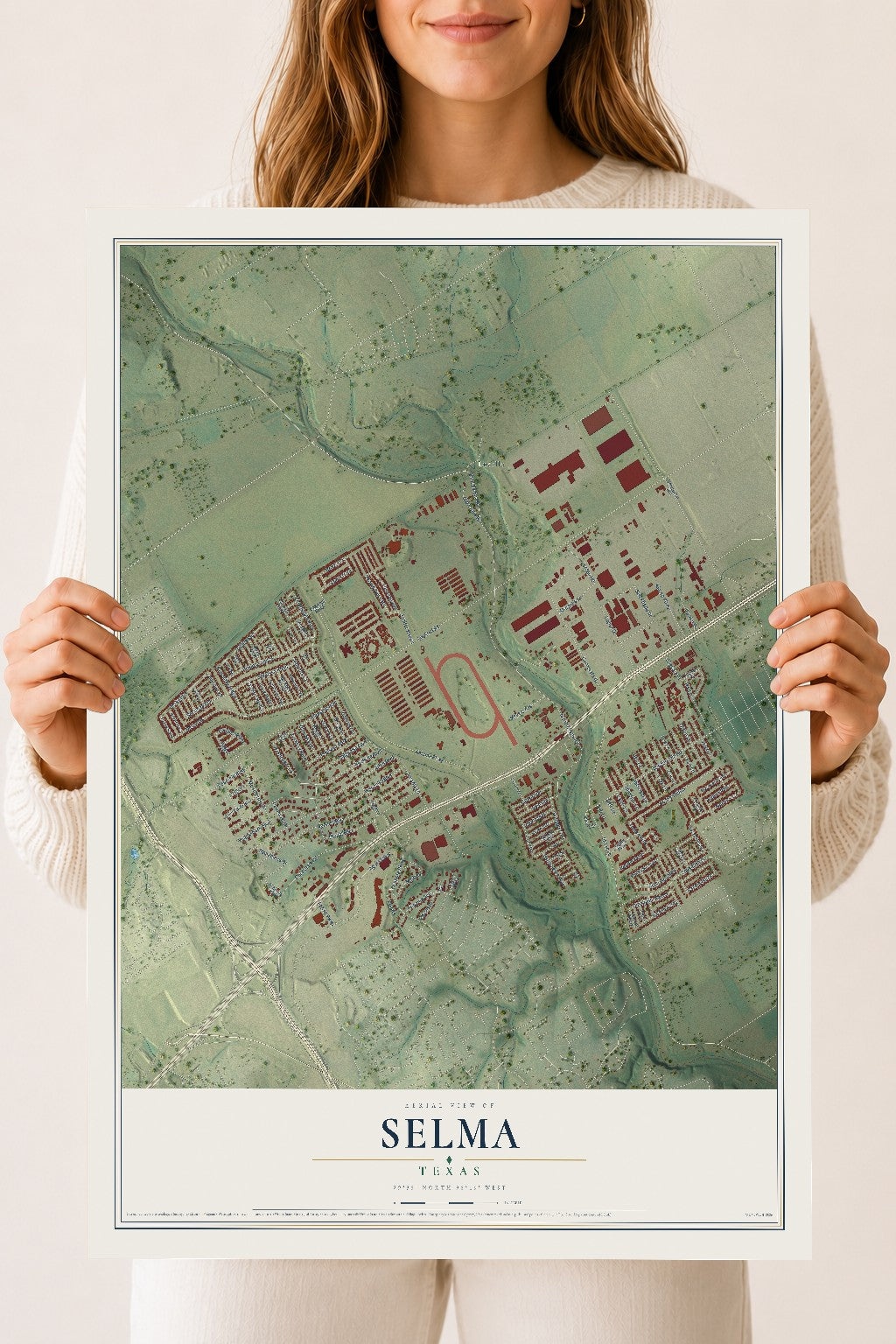Map of Selma, Texas, 18 x 24 inch unframed archival matte print
