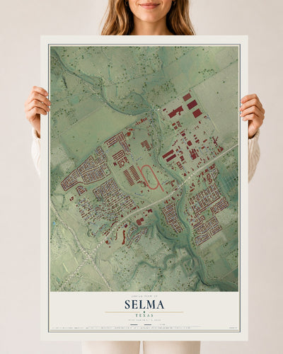 Map of Selma, Texas, 24 x 36 inch unframed archival matte print