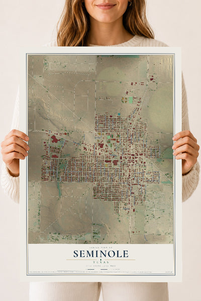 Map of Seminole, Texas, 18 x 24 inch unframed archival matte print