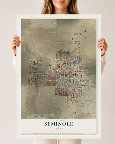 Map of Seminole, Texas, 24 x 36 inch unframed archival matte print