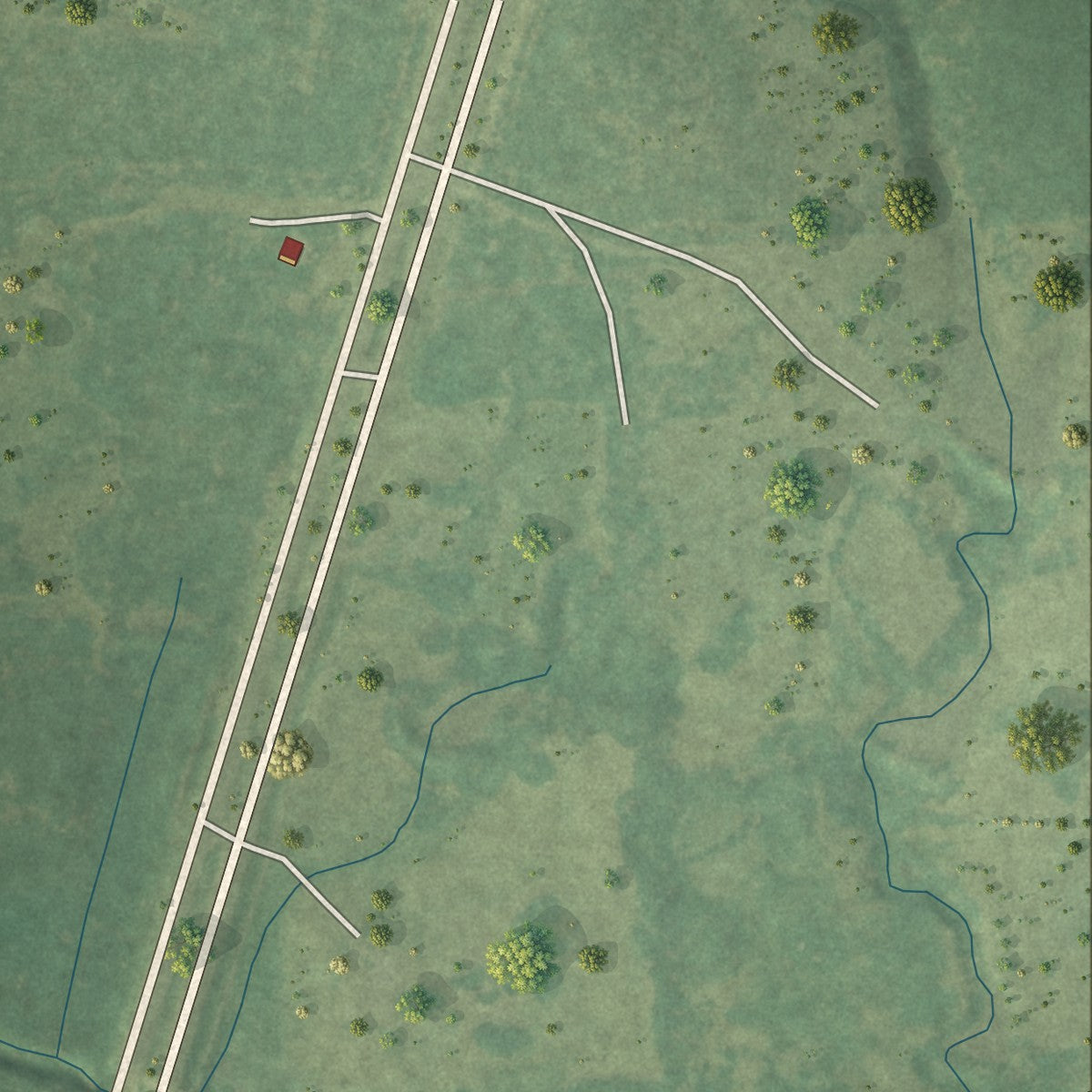 Second close-up of the map of Seven Oaks, Texas print showing more streets and buildings