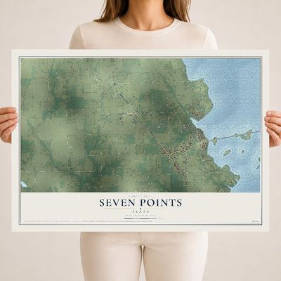 Map of Seven Points, Texas, 18 x 24 inch unframed archival matte print