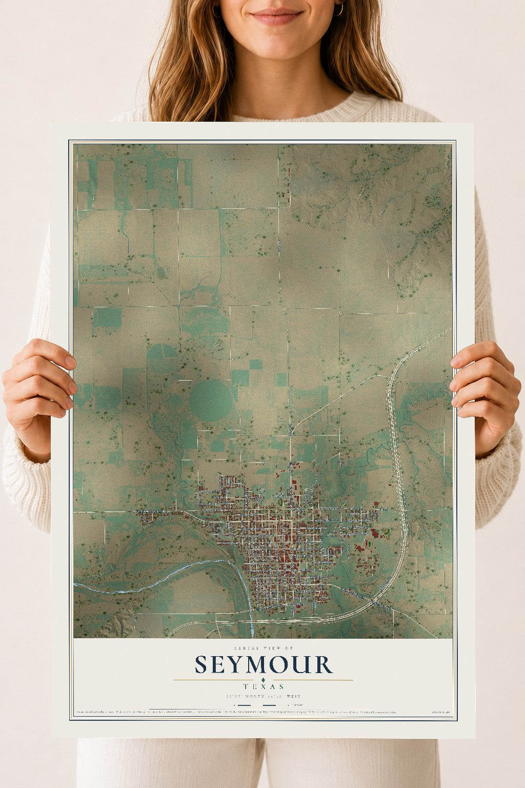 Map of Seymour, Texas, 18 x 24 inch unframed archival matte print
