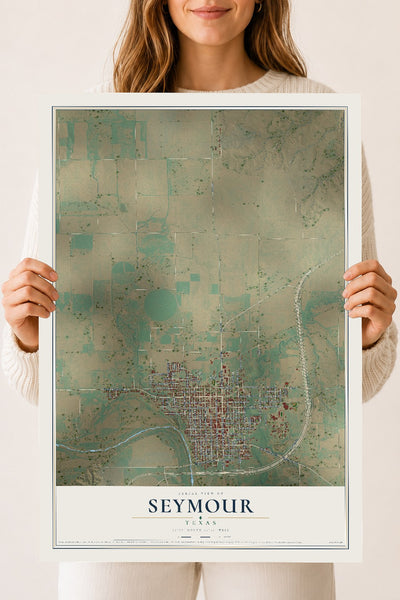 Map of Seymour, Texas, 18 x 24 inch unframed archival matte print