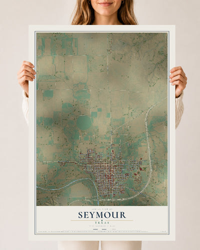 Map of Seymour, Texas, 24 x 36 inch unframed archival matte print