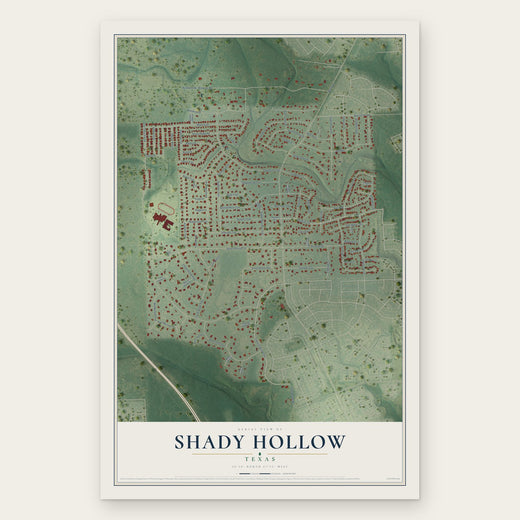 Shady Hollow, Texas map print, the full design