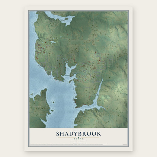 Shadybrook, Texas map print, the full design