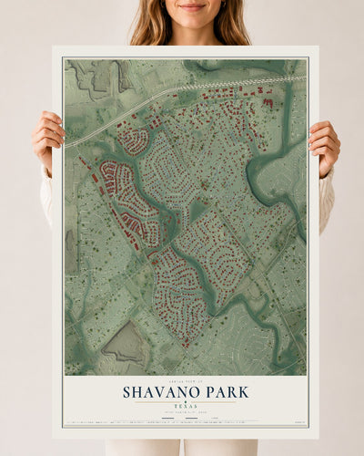 Map of Shavano Park, Texas, 24 x 36 inch unframed archival matte print