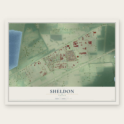 Sheldon, Texas map print, the full design
