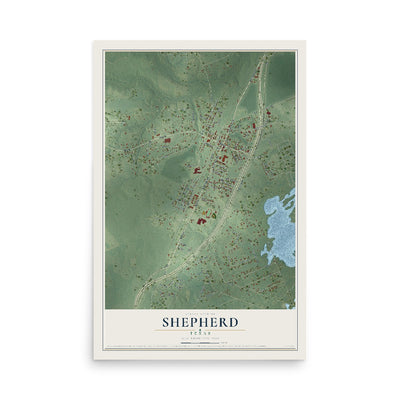 Map of Shepherd, Texas, 12 x 18 inch unframed archival matte print