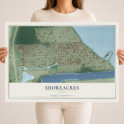 Map of Shoreacres, Texas, 18 x 24 inch unframed archival matte print