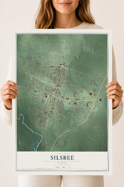 Map of Silsbee, Texas, 18 x 24 inch unframed archival matte print