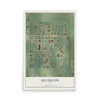 Map of Silverton, Texas, 12 x 18 inch unframed archival matte print