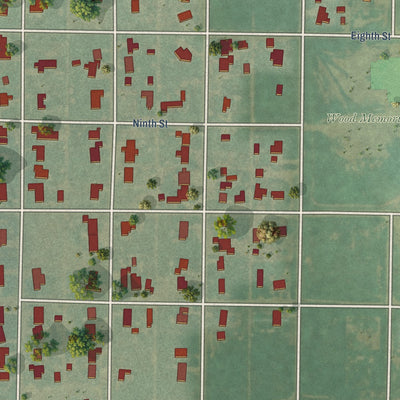 Second close-up of the map of Silverton, Texas print showing more streets and buildings