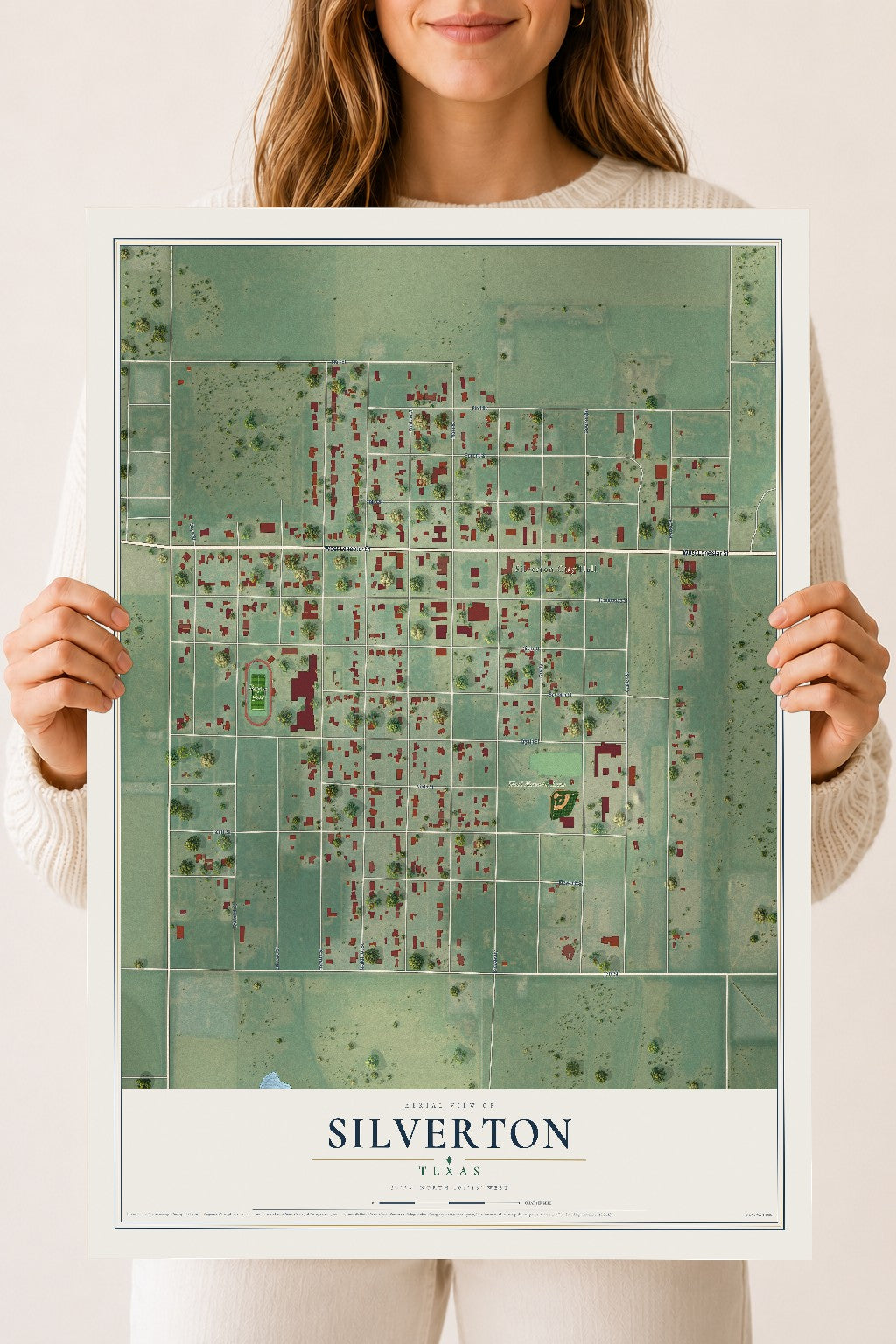 Map of Silverton, Texas, 18 x 24 inch unframed archival matte print