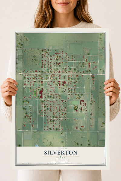 Map of Silverton, Texas, 18 x 24 inch unframed archival matte print