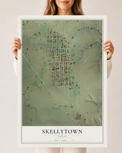 Map of Skellytown, Texas, 24 x 36 inch unframed archival matte print