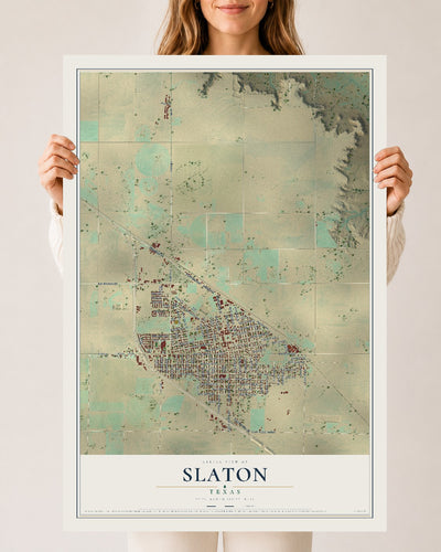 Map of Slaton, Texas, 24 x 36 inch unframed archival matte print