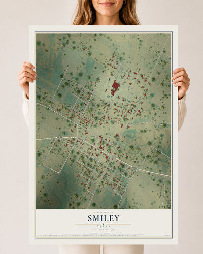 Map of Smiley, Texas, 24 x 36 inch unframed archival matte print
