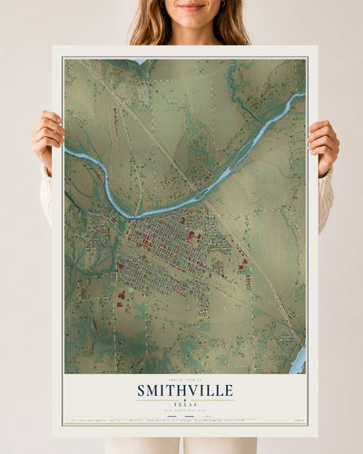 Map of Smithville, Texas, 24 x 36 inch unframed archival matte print
