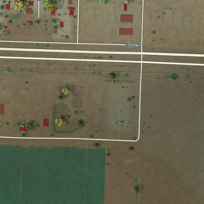Second close-up of the map of Smyer, Texas print showing more streets and buildings