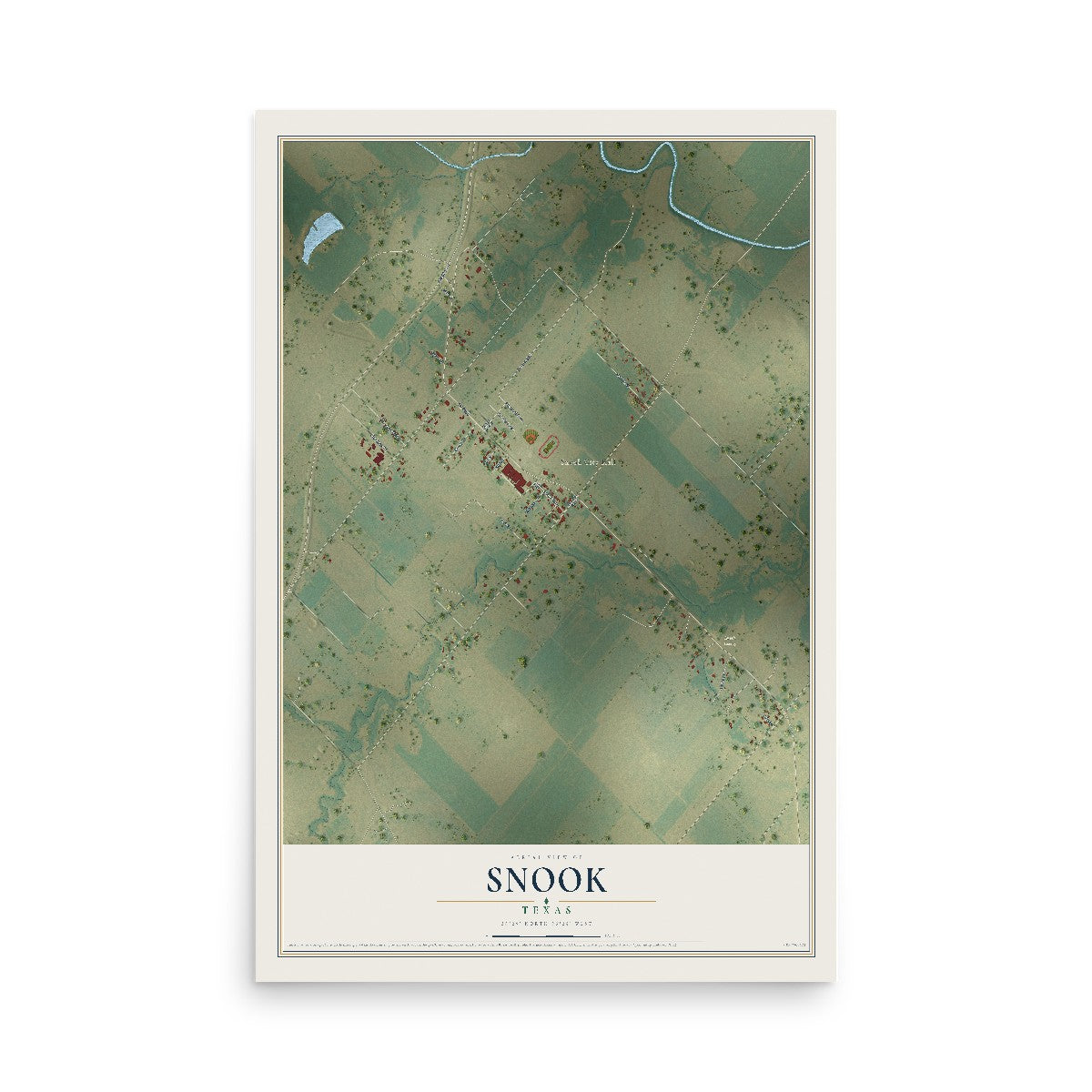 Map of Snook, Texas, 12 x 18 inch unframed archival matte print