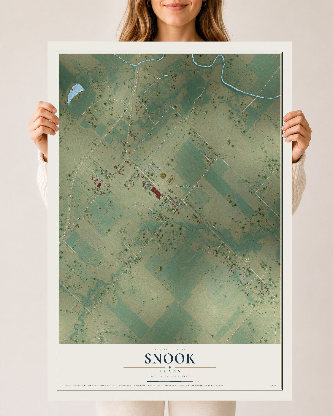 Map of Snook, Texas, 24 x 36 inch unframed archival matte print