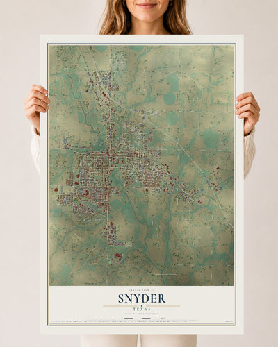 Map of Snyder, Texas, 24 x 36 inch unframed archival matte print