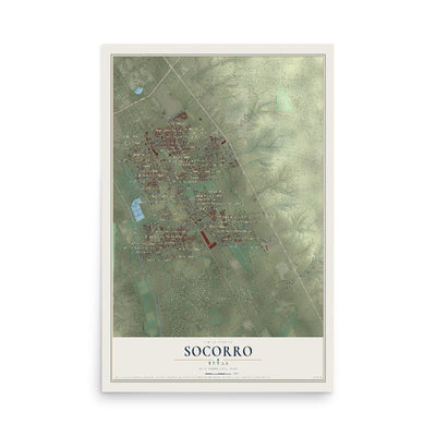 Map of Socorro, Texas, 12 x 18 inch unframed archival matte print