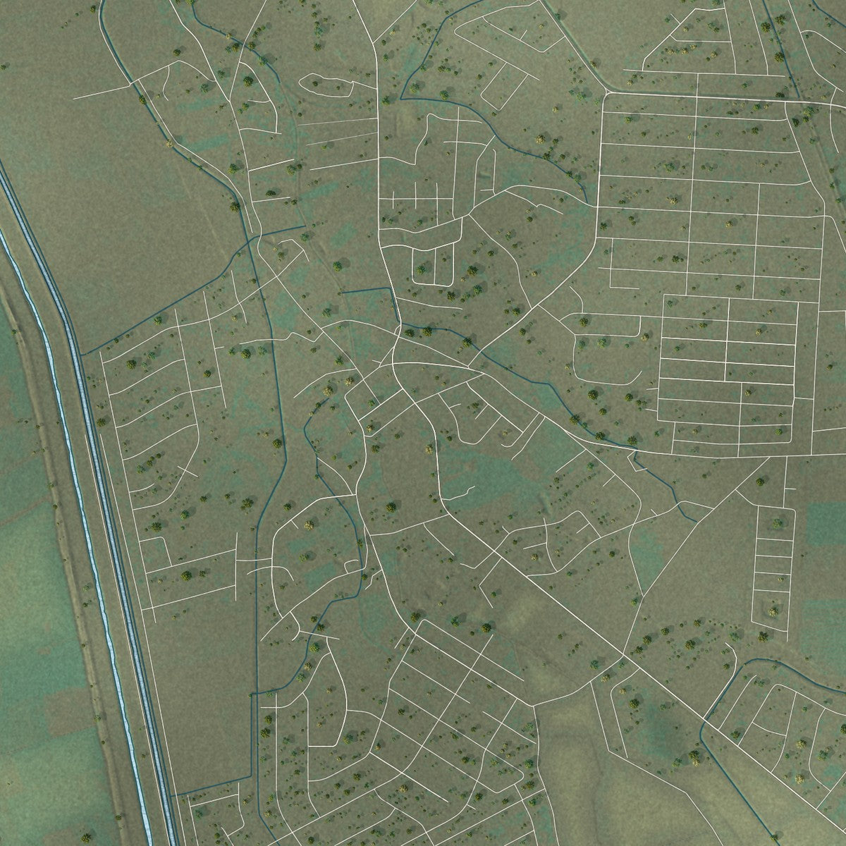 Second close-up of the map of Socorro, Texas print showing more streets and buildings
