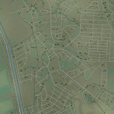 Second close-up of the map of Socorro, Texas print showing more streets and buildings