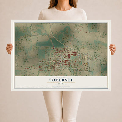 Map of Somerset, Texas, 24 x 36 inch unframed archival matte print
