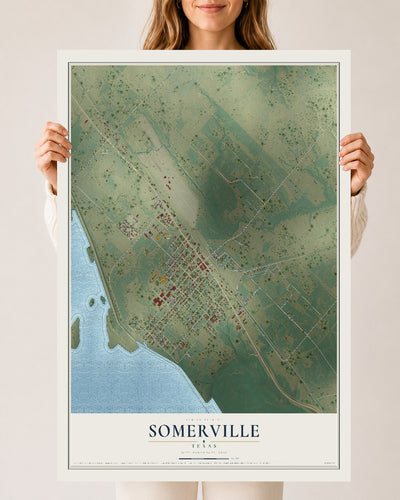 Map of Somerville, Texas, 24 x 36 inch unframed archival matte print