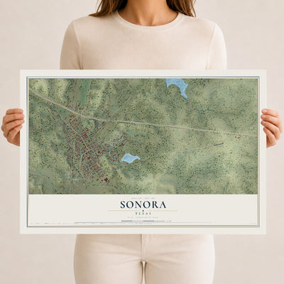 Map of Sonora, Texas, 12 x 18 inch unframed archival matte print