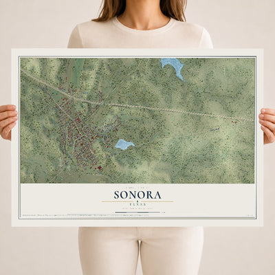Map of Sonora, Texas, 18 x 24 inch unframed archival matte print