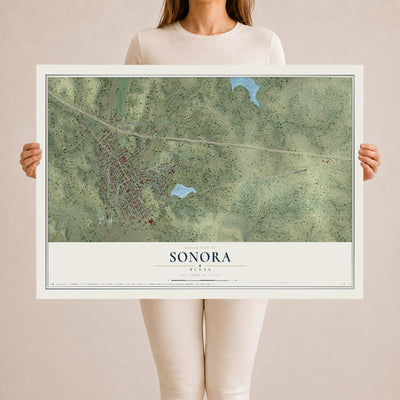Map of Sonora, Texas, 24 x 36 inch unframed archival matte print