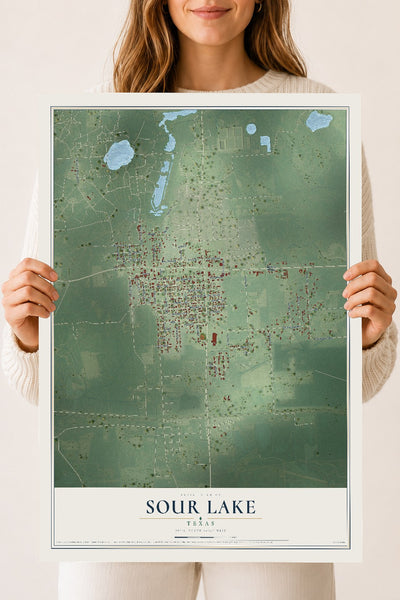 Map of Sour Lake, Texas, 18 x 24 inch unframed archival matte print